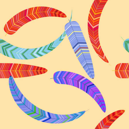 Seamless pattern of fancy feathers, vector illustrationのイラスト素材
