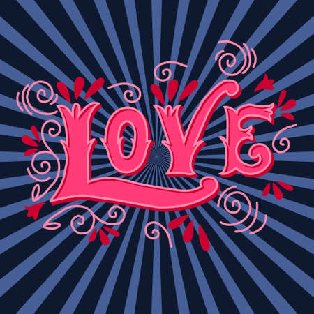 Love.Hand drawn vintage illustration with hand letteringのイラスト素材