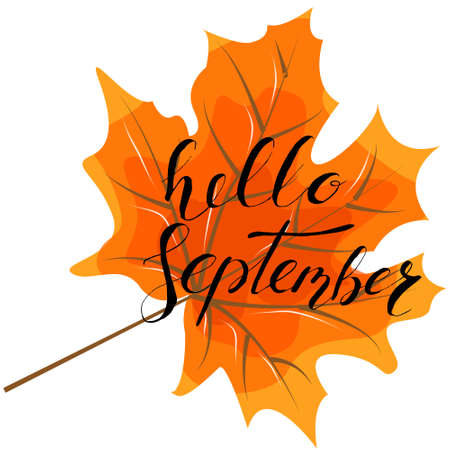 September hello, hand lettering, quotes.Modern motivation calligraphy, typography for the poster.のイラスト素材