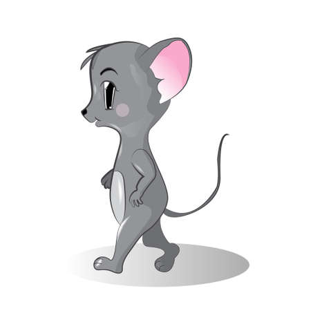 Funny mouse personage vector illustration isolated on white background. Cute wild animal, wildlife character in cartoon style.のイラスト素材