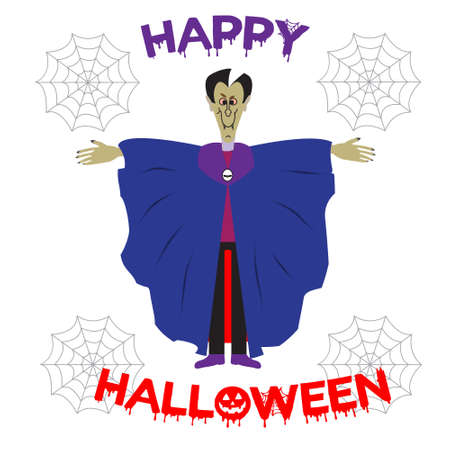 Illustration of scary Dracula in Halloween nightのイラスト素材