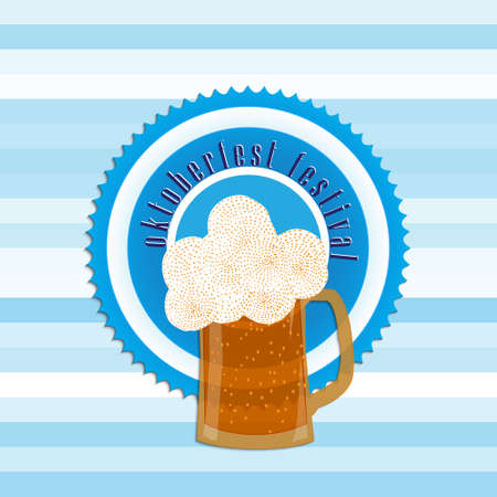 A banner poster for the Oktoberfest emblem, beer in bottle and Cup, vector illustration.のイラスト素材