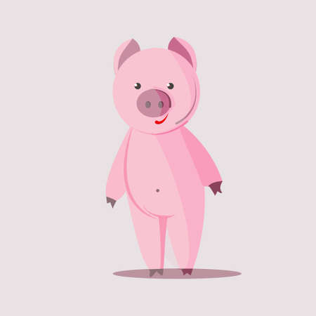 Cute pig in retro style isolated on whiteのイラスト素材