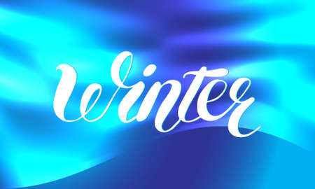 Winter, text design. Vector calligraphy lettering handwritten, typography poster.のイラスト素材
