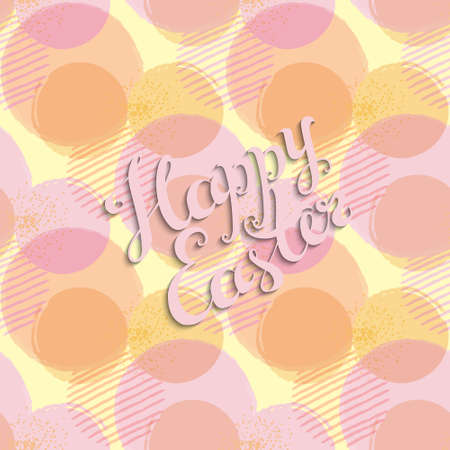 Happy Easter lettering on a pastel dotted design background. Vector illustrationのイラスト素材