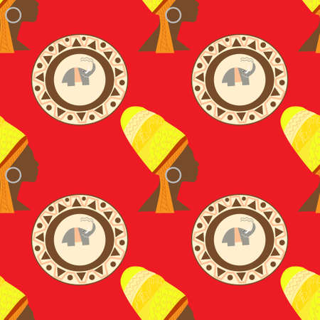 African ethnic seamless pattern with stylized icons.のイラスト素材