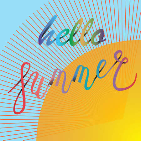 Lettering Hello Summer for posterのイラスト素材