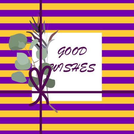 Christmas and new year design with beautiful plant branches, paper card with good wishes on a bright backgroundのイラスト素材