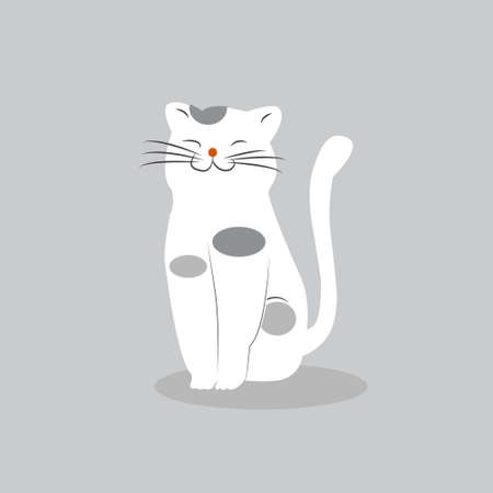 Cartoon cute funny cat, isolated on pastel background, vector illustrationのイラスト素材