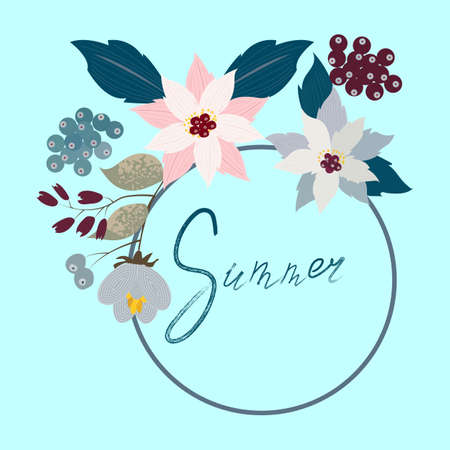 Abstract vector background with round floral banner, vector illustrationのイラスト素材