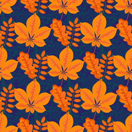 Autumn leaves, bright trace of outgoing summer, seamless pattern, vector illustrationのイラスト素材