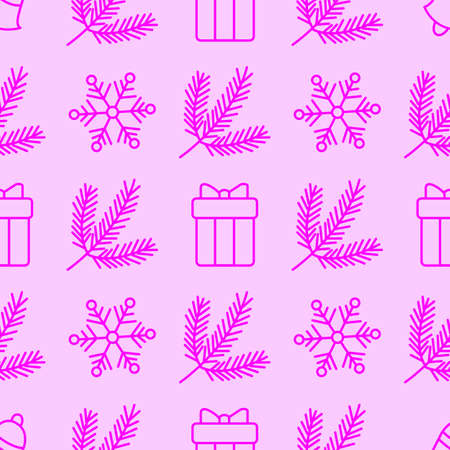 New year and Christmas linear symbols, seamless pattern for design posters, banners, covers and...