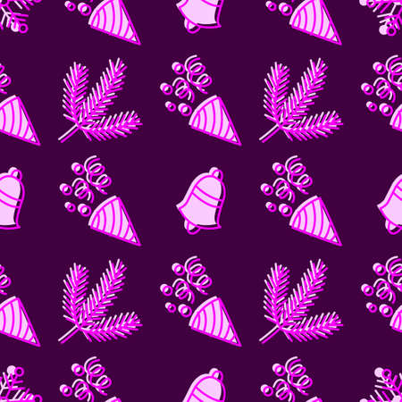 New year and Christmas linear symbols, seamless pattern for design posters, banners, covers and postcards, vector illustrationのイラスト素材