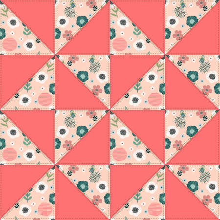 Stylish seamless pattern in style of patchwork, vector illustration