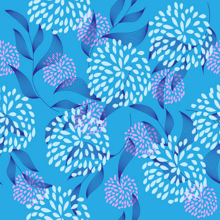 Floral seamless pattern. Flowers and leaves. Colorful vector background. Fabric and textile printのイラスト素材