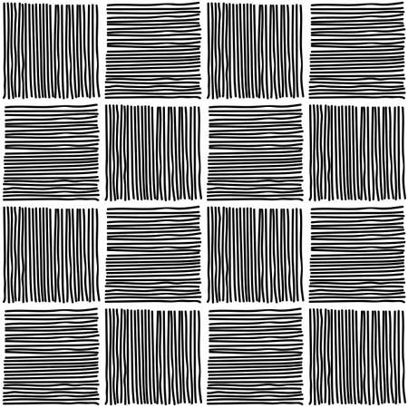 Seamless vector brush stroke pattern. Black and white simple geometric wavy lines abstract background design. Hand drawn vector illustrationのイラスト素材