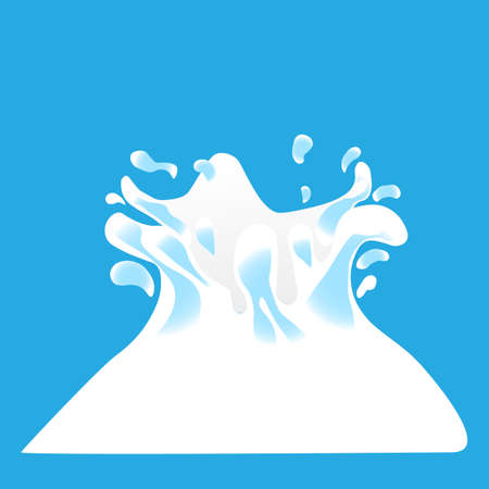 Splash and fall, movement of liquid, splashes of juice and yogurt, drops and drips. Vector abstract illustrationのイラスト素材