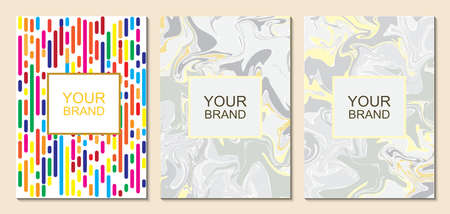 Elegant textured business card set, Marble background. Golden-white background and geometric...