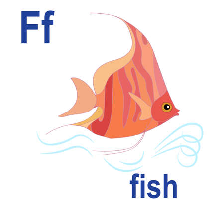 Wonderful fantastic fish, the ABC of children's wall art. Postcards with the alphabet. Poster with children's alphabet. The atmosphere of the game room. Vectorのイラスト素材