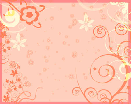 background with flowers and swirlsの写真素材