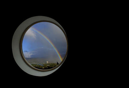 Rainbow outside my windowの写真素材