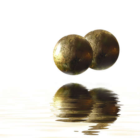 Image of flying gold objects
