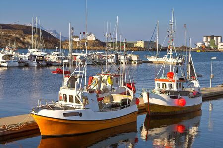 Photoof harbor in Bodo, North of the Polar Circle, Norwayの写真素材