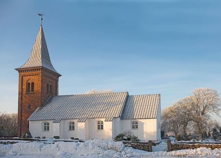 A photo of a Danish church in wintertimeの写真素材