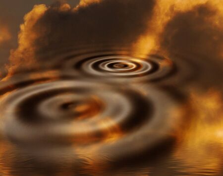 A photo of brown sunset sky reflecting in rippled water