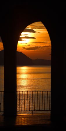 Sunset view from a luxury villa in Spain (Costa Del Sol)の写真素材