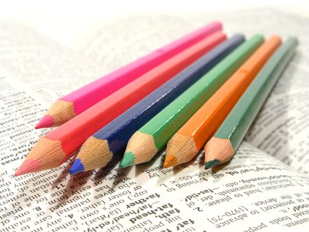 A group of colorful drawing pencilsの写真素材