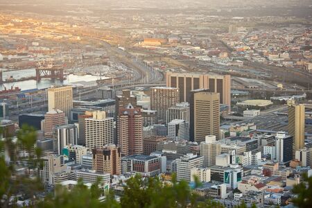 An aerial photo of Cape Town early morningの写真素材