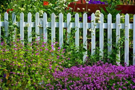 A  fence in a beautiful gardenの写真素材