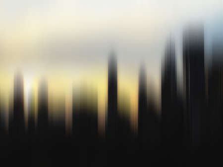 Strongly motion blurred skyline at sunset, Manhattan, New York