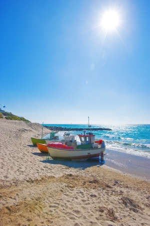 Fishing boats on the beach - Denmarkの写真素材