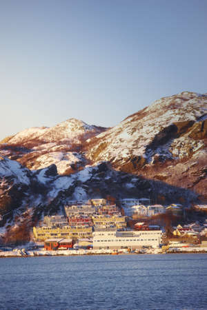 A photo of the midtday sun in Bodo in wintertimeの写真素材