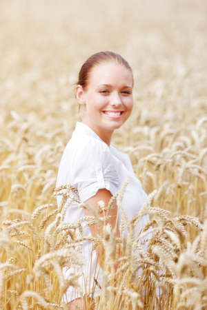 Natural young girl in the countrysideの写真素材
