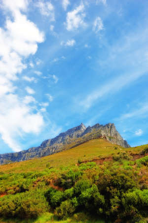 A photo of Cape Town seen from the top of Table Mountainの写真素材