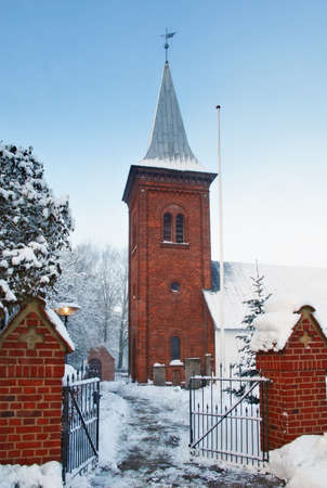 A photo of a Danish Church in winterの写真素材