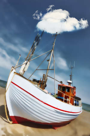 A photo of old fishing boatのeditorial素材