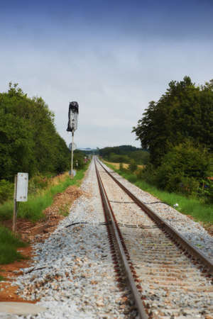 A photo of railway tracksの写真素材
