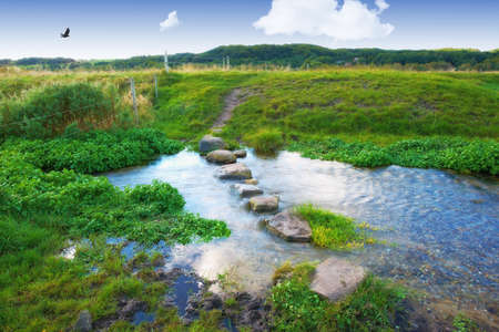 A landscape photo of a small river - Rebild, Denmark
の写真素材