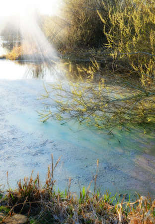 A photo of lake in pure natureの写真素材