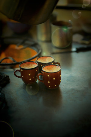 Coffee cup with filter effect retro vintage style and soft focusの写真素材