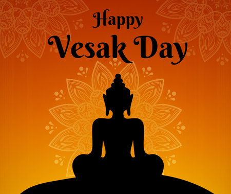 Happy Vesak day. Vector illustration of a background for Vesak day.の写真素材