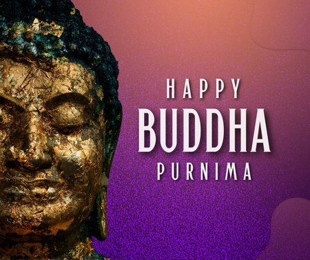 Happy Bhudda Purnima Background with Buddha Statue. Vector Illustrationの写真素材