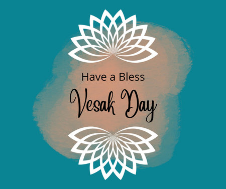 Happy Vesak Day. Hand lettering on watercolor background.の写真素材