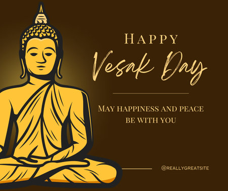 Happy Vesak day background with Buddha image and text. Vector illustration.の写真素材