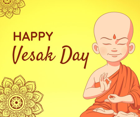 Vector illustration of a Background for Happy Vesak Day with Buddha.の写真素材