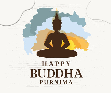 Happy Budhha Purnima vector illustration. Suitable for greeting card, poster and banner.の写真素材